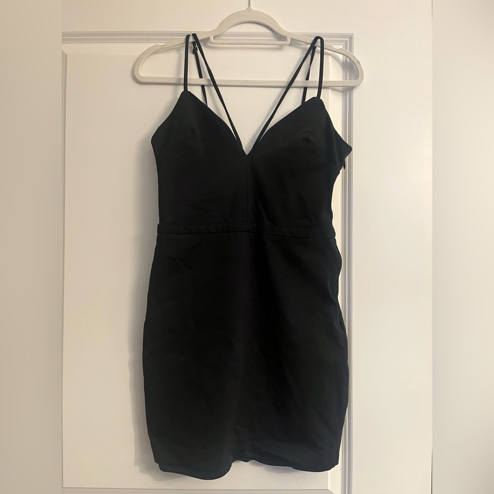 Bebe Black Double-Spaghetti Strap Bodycon Mini Dress Size M